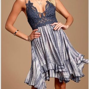 Free People - blue tie dyed flowy dress - Size S